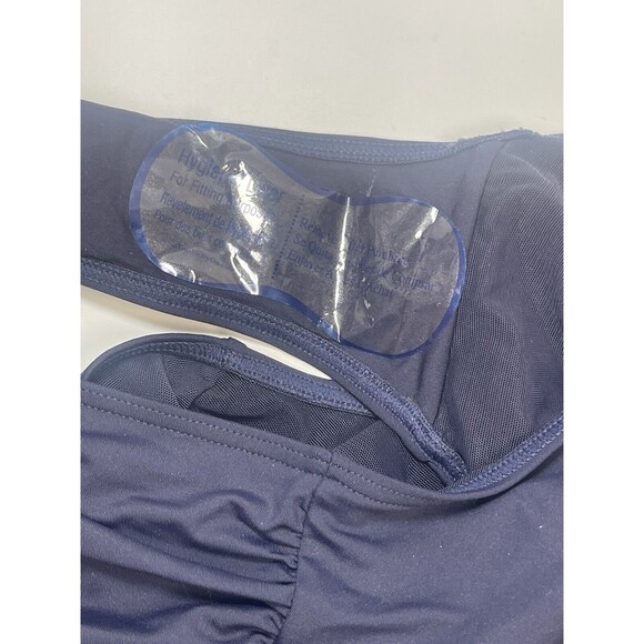 Sea Level Swim Gathered Side High Waisted Bikini Bottom In Navy Sz 16 New - Picture 9 of 9